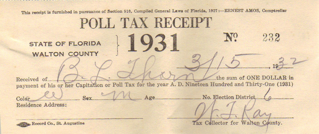 1931 Poll Tax Receipt