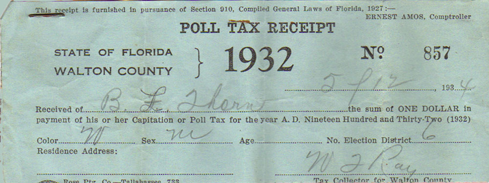 1932 Poll Tax Receipt